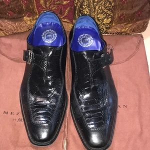 Mezlan Lippi - monk strap leather and ostrich shoe